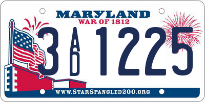 MD license plate 3AD1225