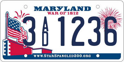 MD license plate 3AD1236