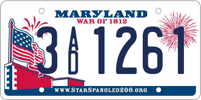 MD license plate 3AD1261