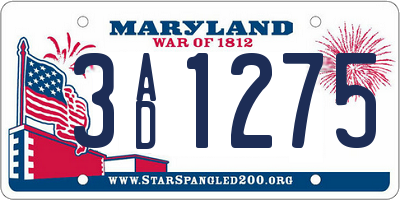 MD license plate 3AD1275