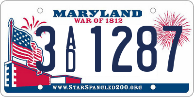MD license plate 3AD1287