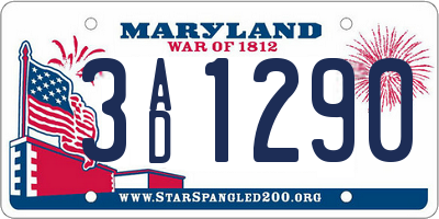 MD license plate 3AD1290