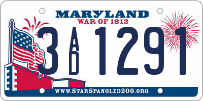 MD license plate 3AD1291