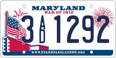 MD license plate 3AD1292