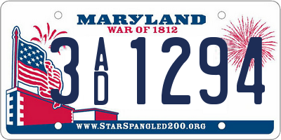 MD license plate 3AD1294