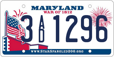 MD license plate 3AD1296