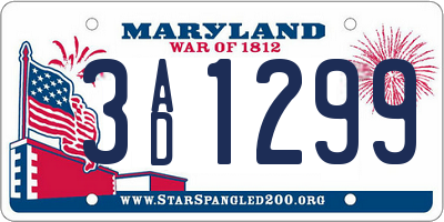 MD license plate 3AD1299