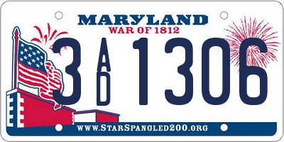 MD license plate 3AD1306