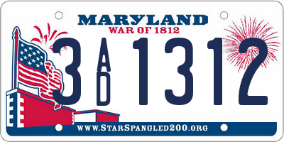 MD license plate 3AD1312