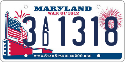 MD license plate 3AD1318