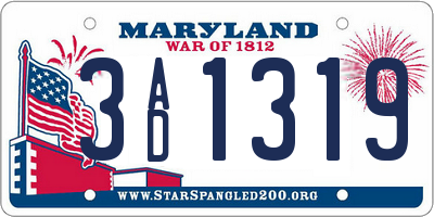 MD license plate 3AD1319