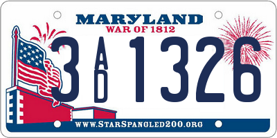 MD license plate 3AD1326