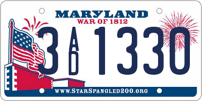MD license plate 3AD1330