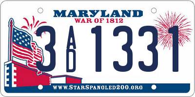 MD license plate 3AD1331