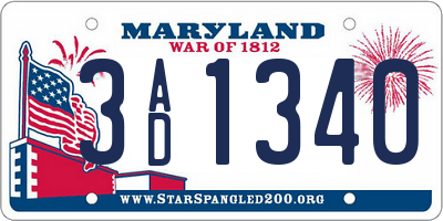 MD license plate 3AD1340