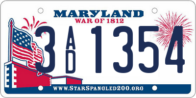 MD license plate 3AD1354