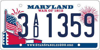 MD license plate 3AD1359