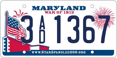 MD license plate 3AD1367