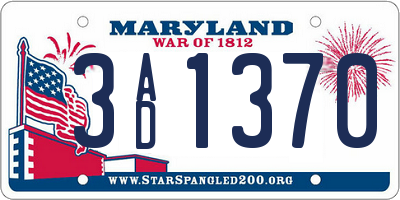 MD license plate 3AD1370