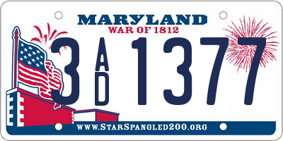 MD license plate 3AD1377