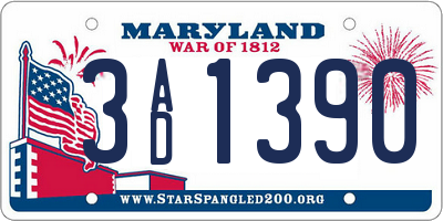 MD license plate 3AD1390