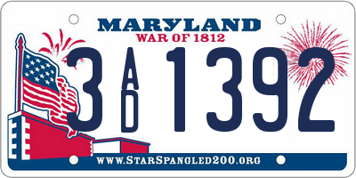 MD license plate 3AD1392