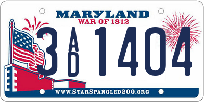 MD license plate 3AD1404