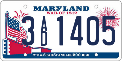 MD license plate 3AD1405