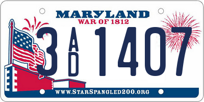 MD license plate 3AD1407