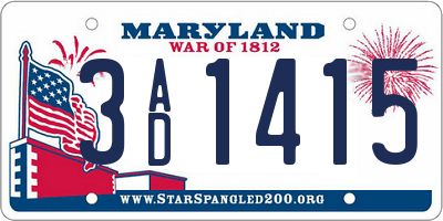 MD license plate 3AD1415