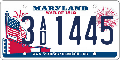 MD license plate 3AD1445