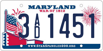 MD license plate 3AD1451