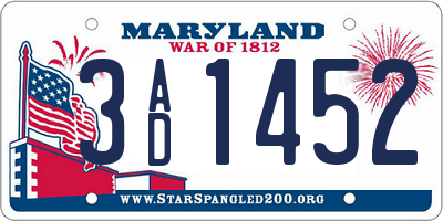 MD license plate 3AD1452