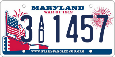 MD license plate 3AD1457
