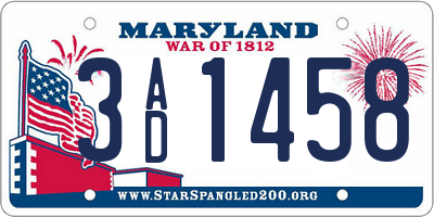 MD license plate 3AD1458