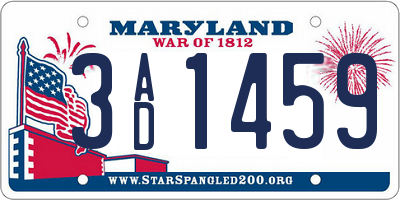 MD license plate 3AD1459
