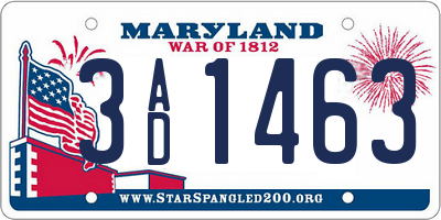 MD license plate 3AD1463