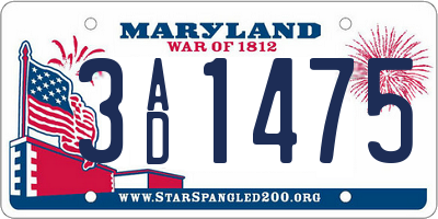 MD license plate 3AD1475