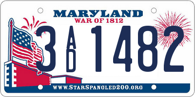 MD license plate 3AD1482