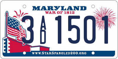MD license plate 3AD1501