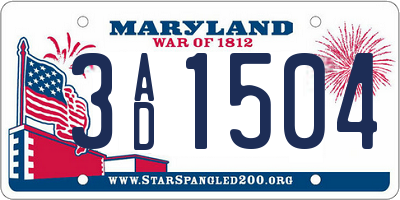 MD license plate 3AD1504