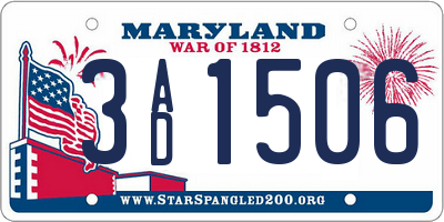 MD license plate 3AD1506