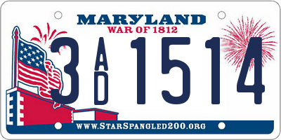 MD license plate 3AD1514
