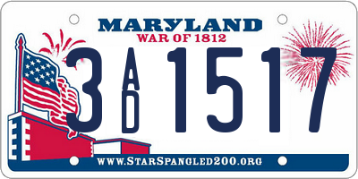 MD license plate 3AD1517