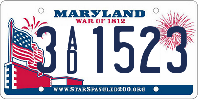 MD license plate 3AD1523