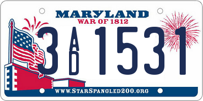 MD license plate 3AD1531