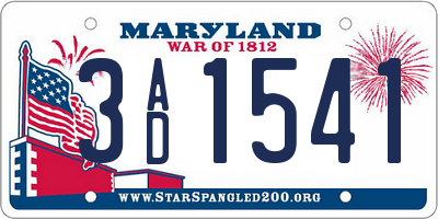 MD license plate 3AD1541