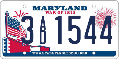 MD license plate 3AD1544