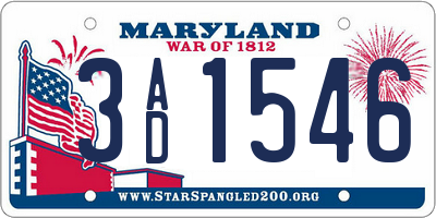 MD license plate 3AD1546