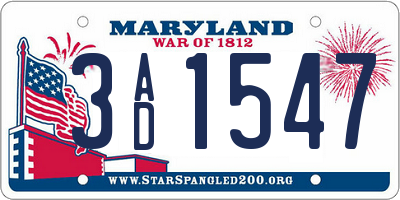 MD license plate 3AD1547